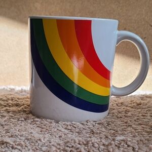Rainbow Cup Mug F.T.D.A. 1984 Korea Vintage Colorful Double Sided